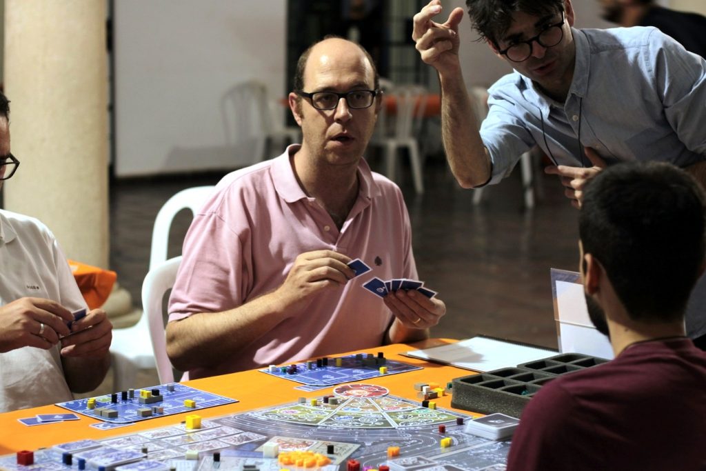 Players testing the first prototype of the game
